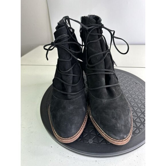 Sam Edelman Women 8.5M Millard Black Suede Lace Up/Suede Zip Ankle Booties - Picture 10 of 11